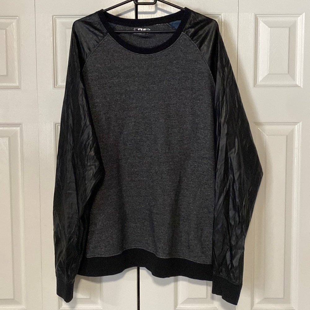 Simons Le 31 Pull Over Sweater With Faux Leather Sleeves